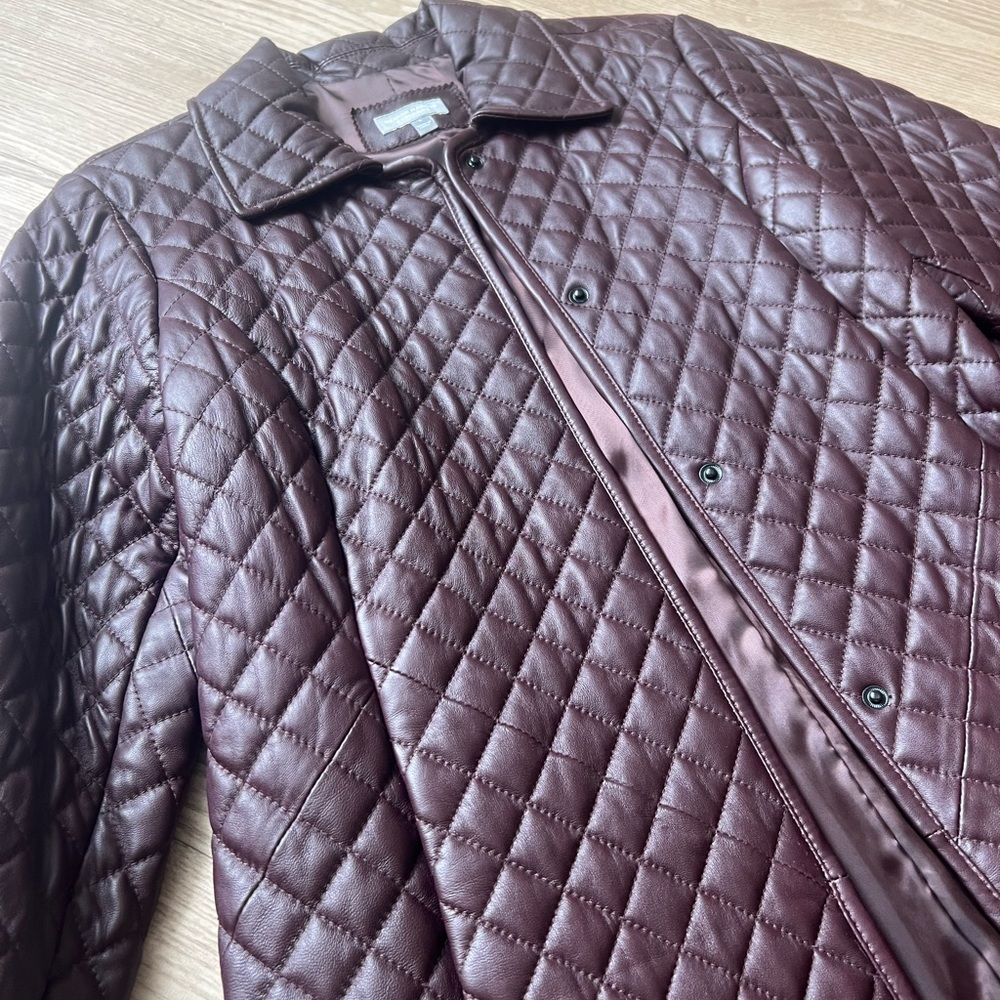 neiman marcus exclusive leather quited plum burgandy